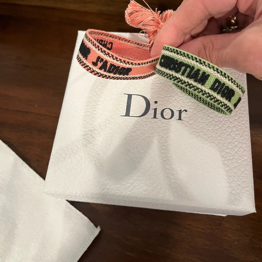 Dior Pink and Green Christian Friendship Bracelets - Picture 3 of 4